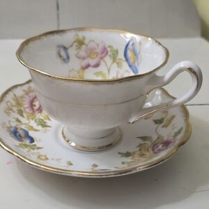 Royal Stafford And Albert Teacup And Saucer Set. Gold Rimmed Floral Beautiful